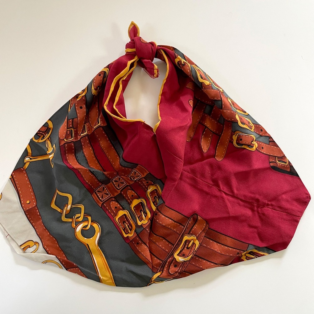 Vintage Silk Scarf Bag Upcycle Cornelia James Equestrian Old‎ Money Horse Bit